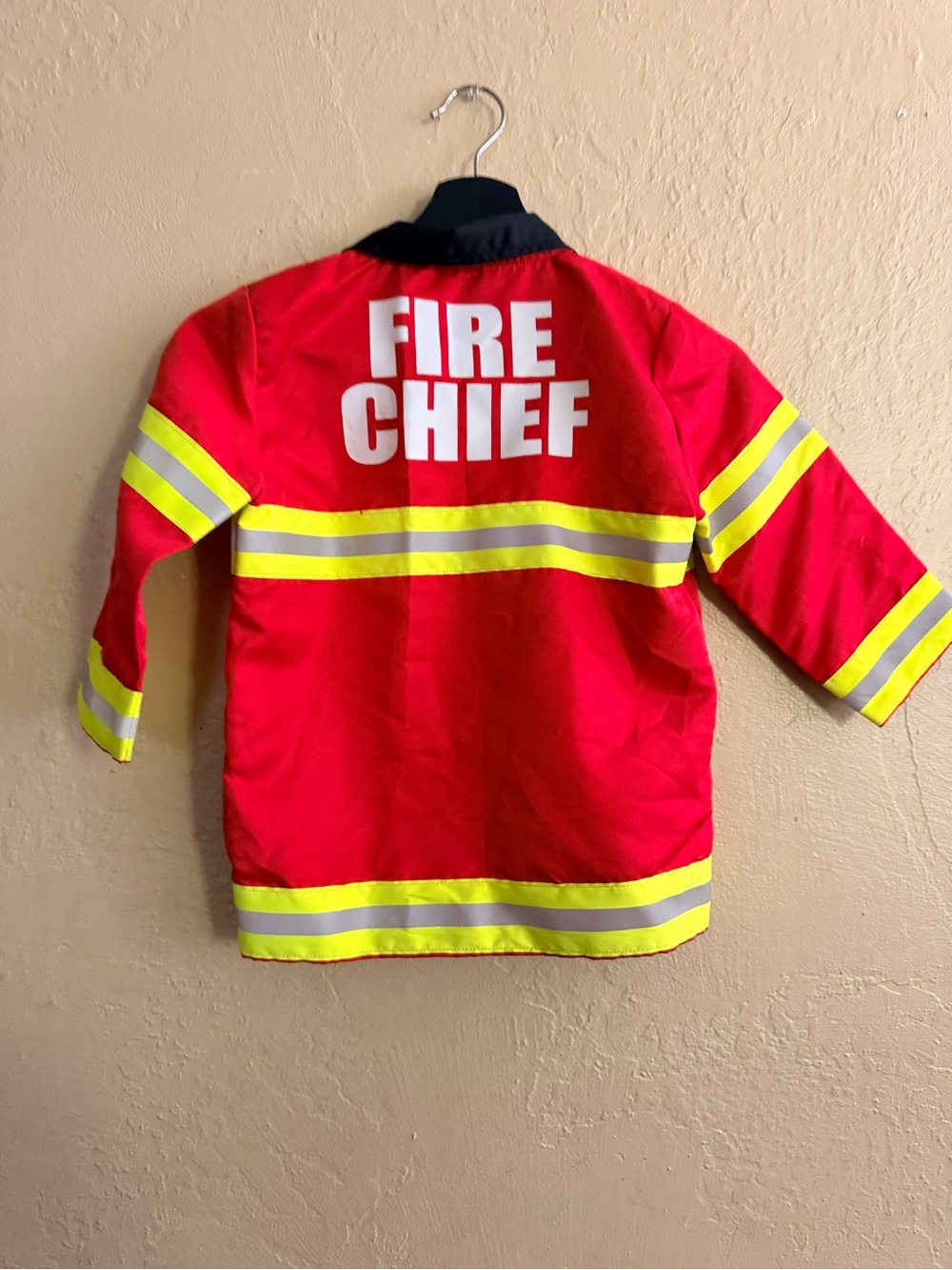 Melissa & Doug Red Fire Chief Costume Jacket with Yellow Reflective Stripes